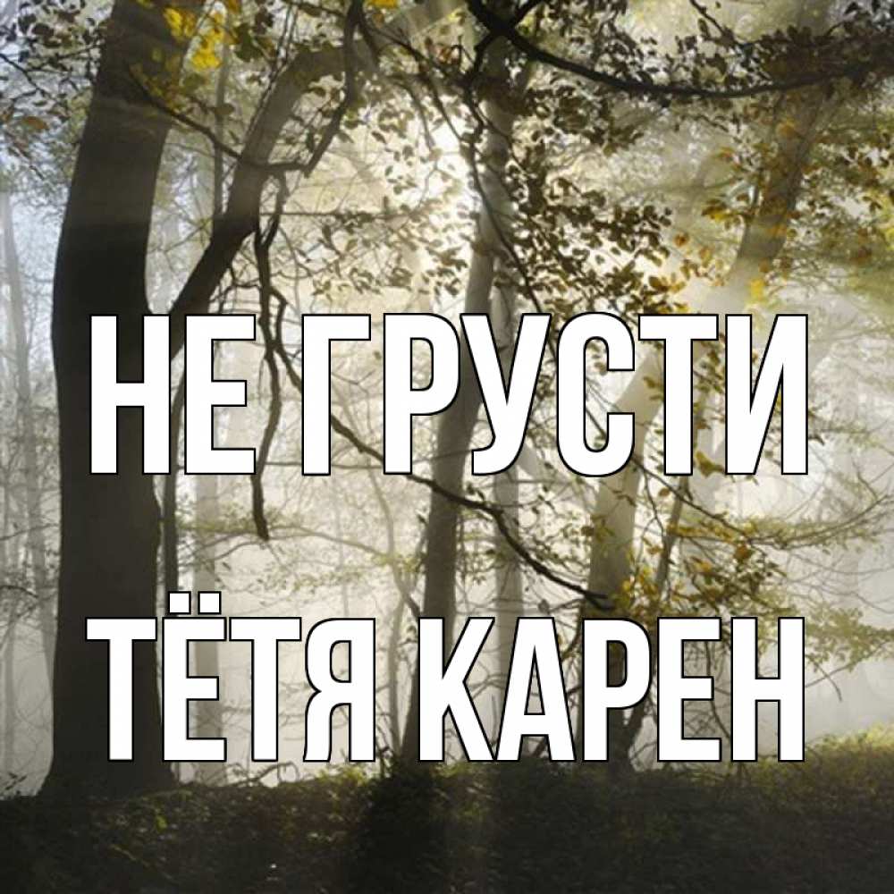 Открытка на каждый день с именем, Тётя-Карен Не грусти лес и свет Прикольная открытка с пожеланием онлайн скачать бесплатно 