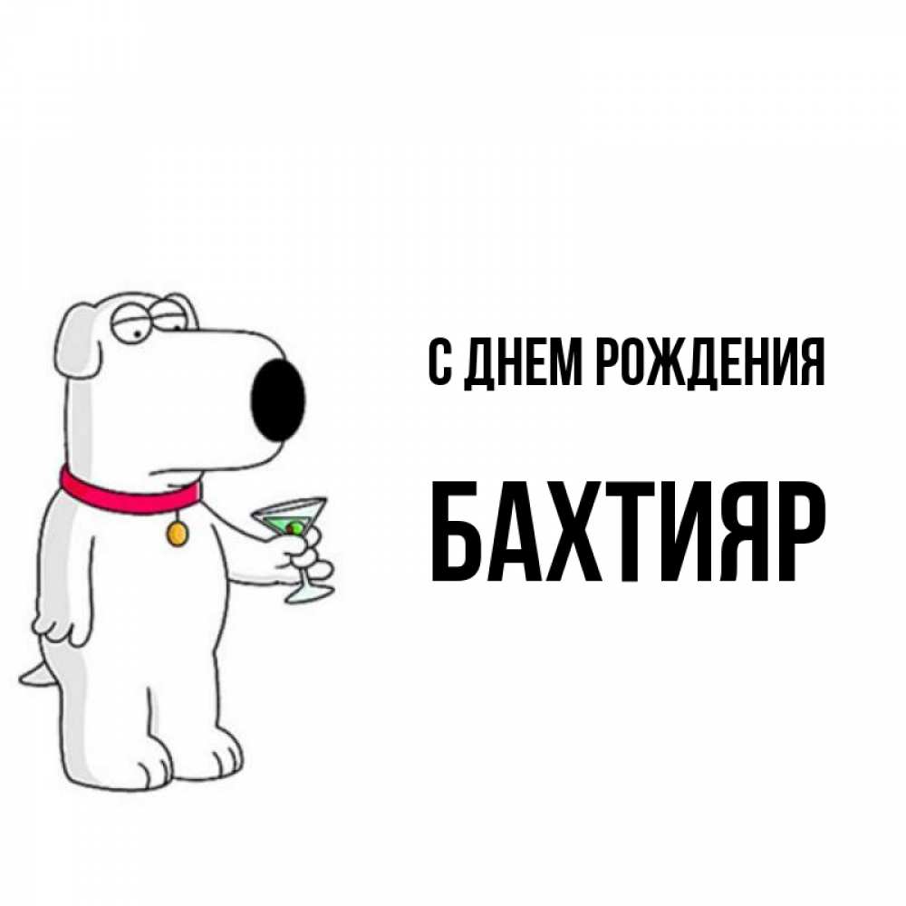 Открытка на каждый день с именем, Бахтияр С днем рождения песик с оливками Прикольная открытка с пожеланием онлайн скачать бесплатно 
