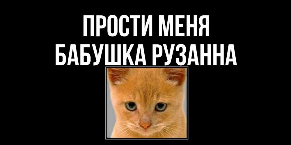 Открытка на каждый день с именем, Бабушка-Рузанна Прости меня рыжий грустный кот просит прощения Прикольная открытка с пожеланием онлайн скачать бесплатно 