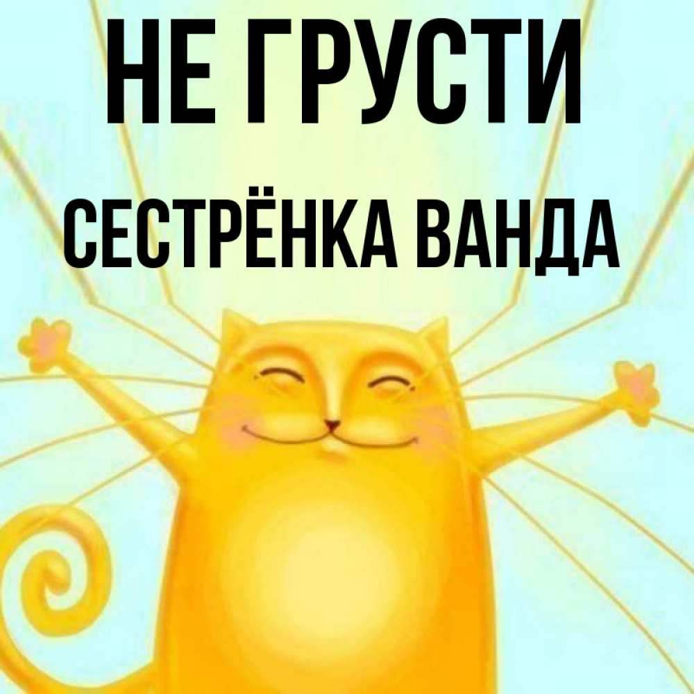 Открытка на каждый день с именем, Сестрёнка-Ванда Не грусти обнимашки усатые Прикольная открытка с пожеланием онлайн скачать бесплатно 