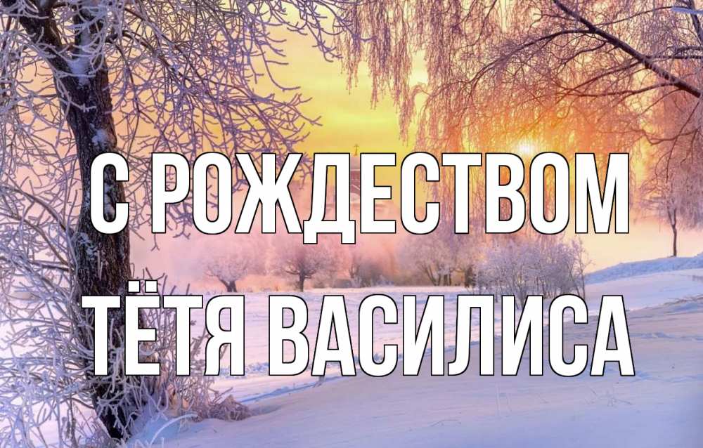 Открытка на каждый день с именем, Тётя-Василиса С рождеством рождество, лес, зима 1 Прикольная открытка с пожеланием онлайн скачать бесплатно 