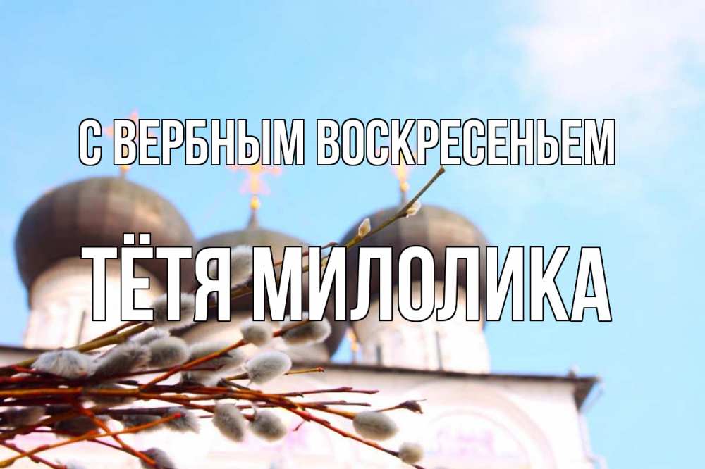 Открытка на каждый день с именем, Тётя-Милолика С вербным воскресеньем верба Прикольная открытка с пожеланием онлайн скачать бесплатно 