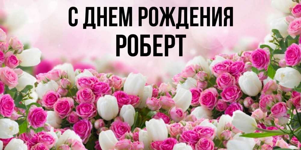 Открытка на каждый день с именем, Роберт С днем рождения открытка с разными розами Прикольная открытка с пожеланием онлайн скачать бесплатно 