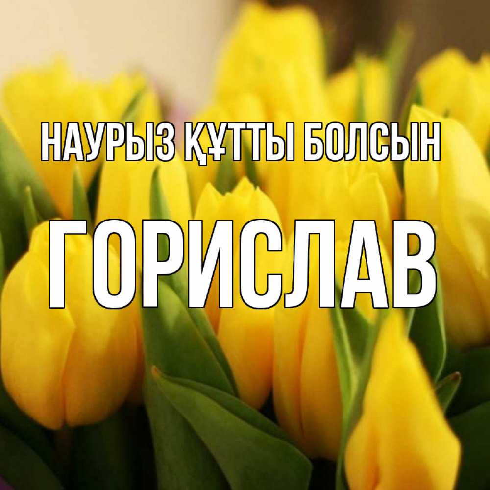 Открытка на каждый день с именем, Горислав Наурыз құтты болсын цветы Прикольная открытка с пожеланием онлайн скачать бесплатно 