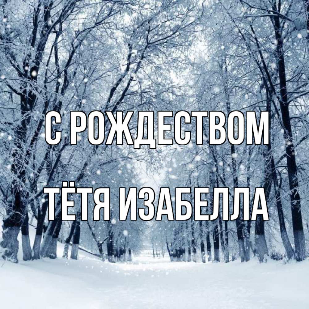 Открытка на каждый день с именем, Тётя-Изабелла С рождеством снег, лес, парк Прикольная открытка с пожеланием онлайн скачать бесплатно 