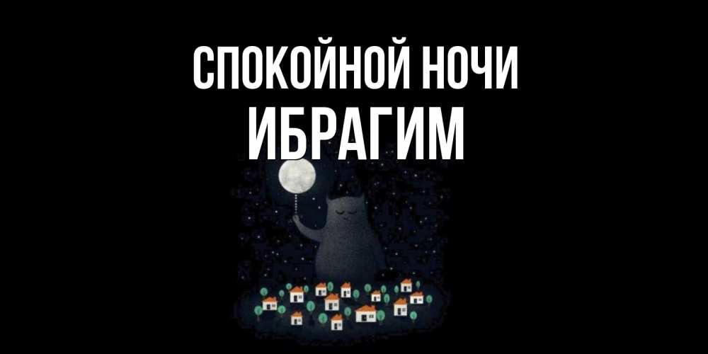 Открытка на каждый день с именем, Ибрагим Спокойной ночи кот,луна, ночь, звезды Прикольная открытка с пожеланием онлайн скачать бесплатно 