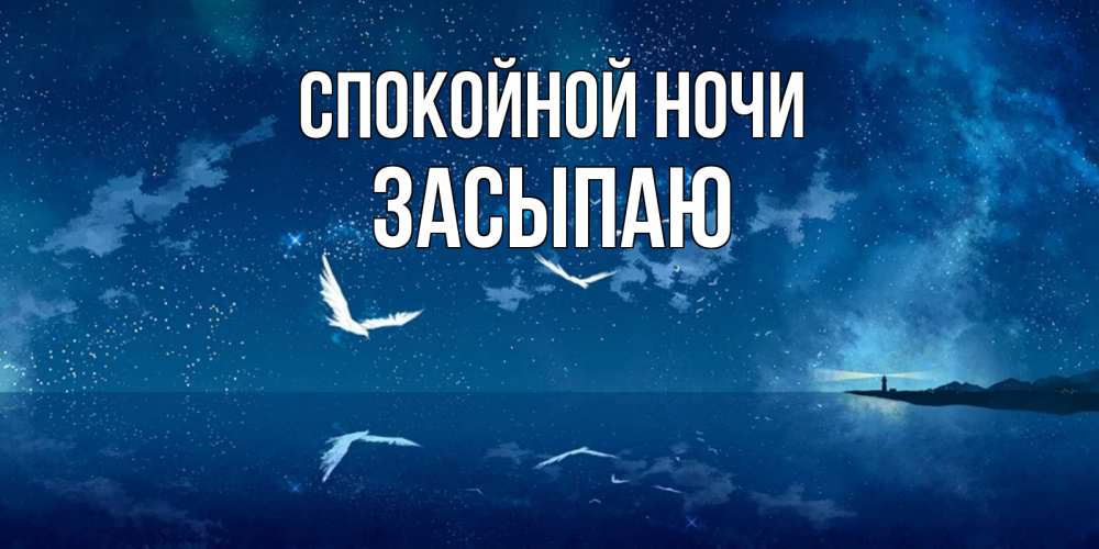 Открытка на каждый день с именем, Засыпаю Спокойной ночи птицы летят на фоне ночного неба Прикольная открытка с пожеланием онлайн скачать бесплатно 