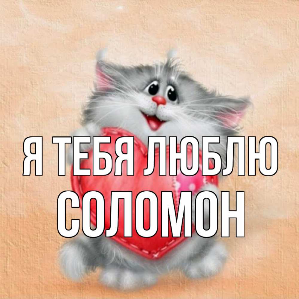 Открытка на каждый день с именем, Соломон Я тебя люблю сердце с заплаткой Прикольная открытка с пожеланием онлайн скачать бесплатно 