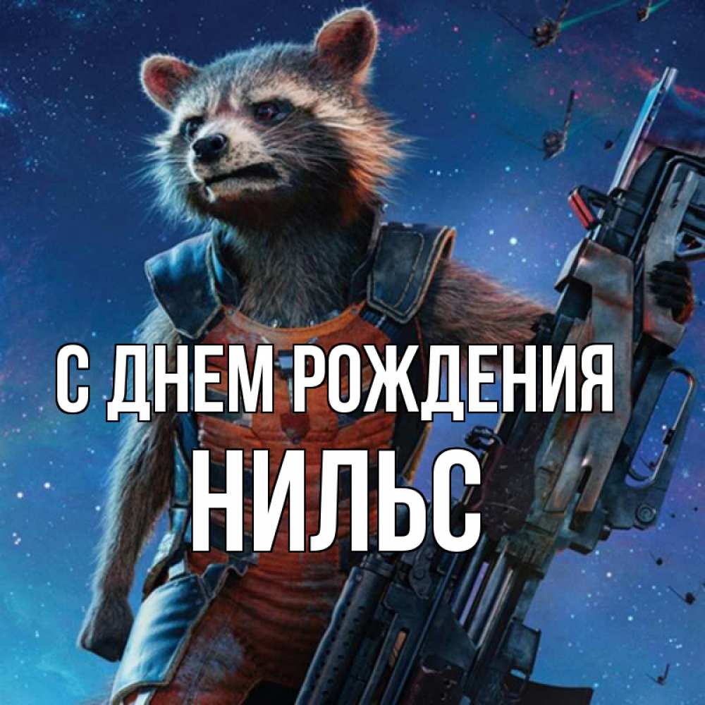 Открытка на каждый день с именем, Нильс С днем рождения реактивный Рокета Прикольная открытка с пожеланием онлайн скачать бесплатно 