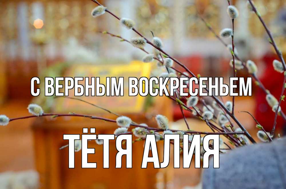 Открытка на каждый день с именем, Тётя-Алия С вербным воскресеньем верба Прикольная открытка с пожеланием онлайн скачать бесплатно 