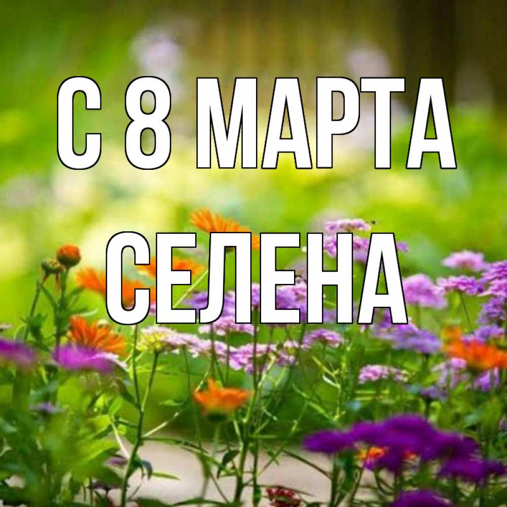 Открытка на каждый день с именем, Селена С 8 МАРТА цветы Прикольная открытка с пожеланием онлайн скачать бесплатно 