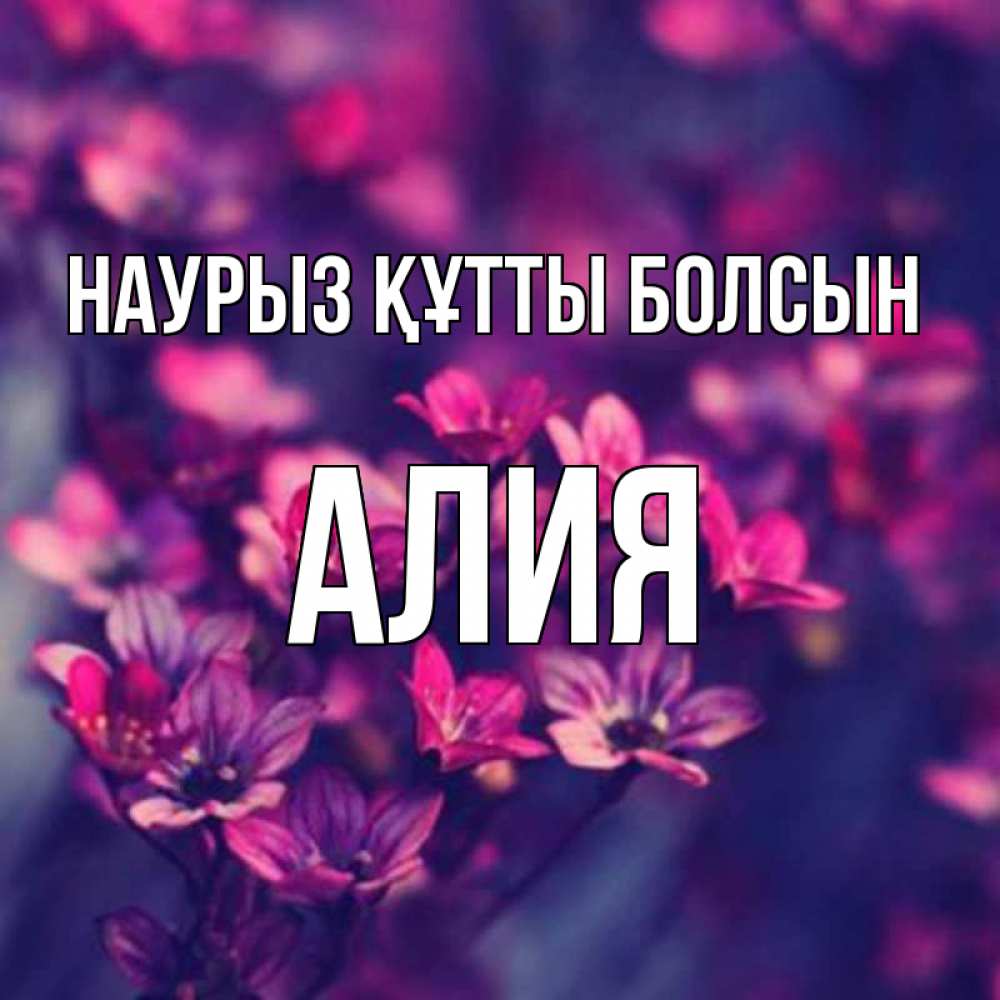 Открытка на каждый день с именем, Алия Наурыз құтты болсын небольшие цветы 1 Прикольная открытка с пожеланием онлайн скачать бесплатно 