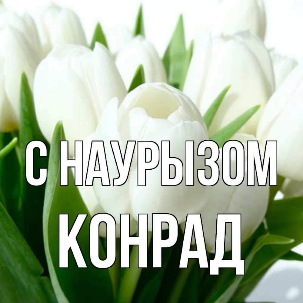 Открытка на каждый день с именем, Конрад С наурызом цветы Прикольная открытка с пожеланием онлайн скачать бесплатно 