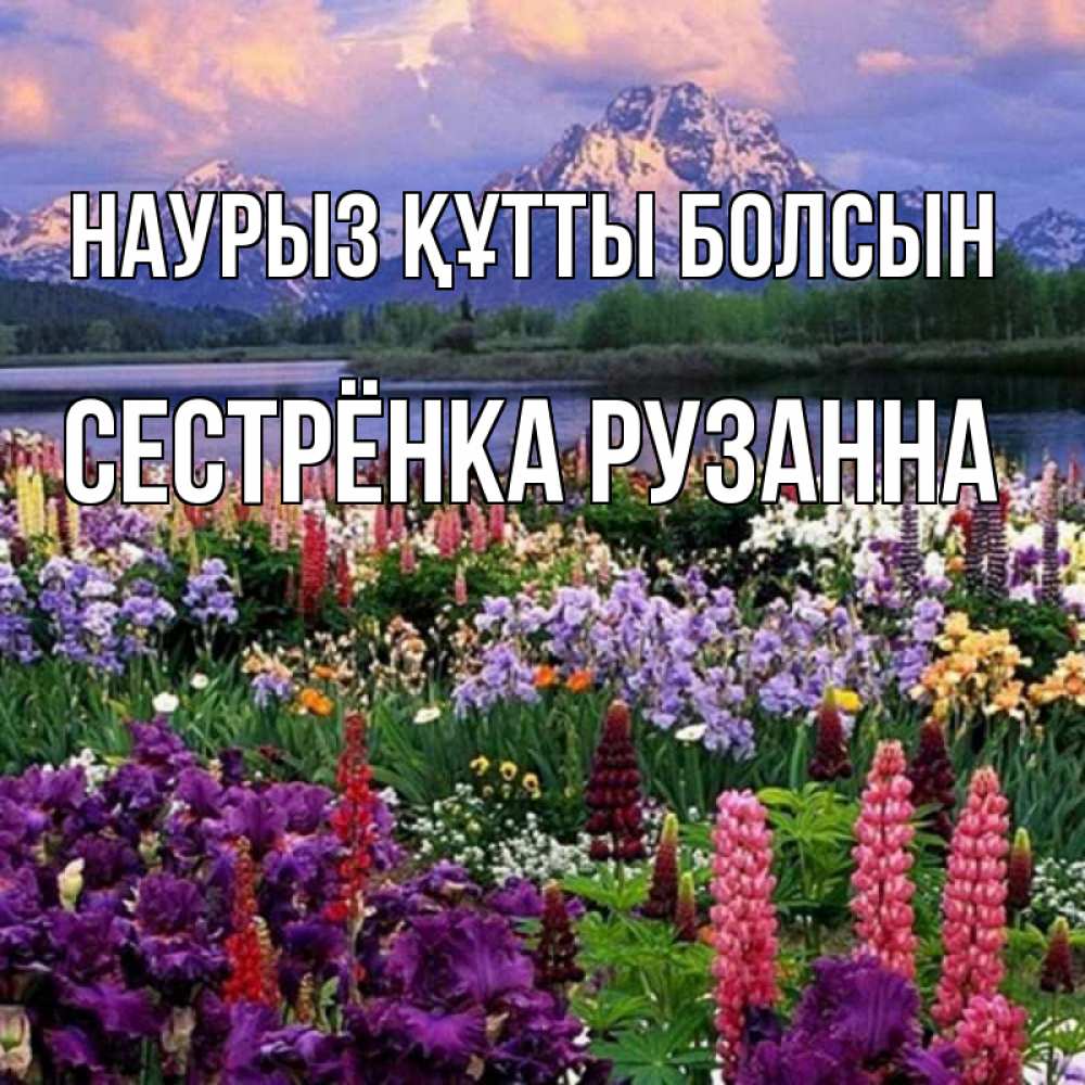 Открытка на каждый день с именем, Сестрёнка-Рузанна Наурыз құтты болсын наурыз Прикольная открытка с пожеланием онлайн скачать бесплатно 