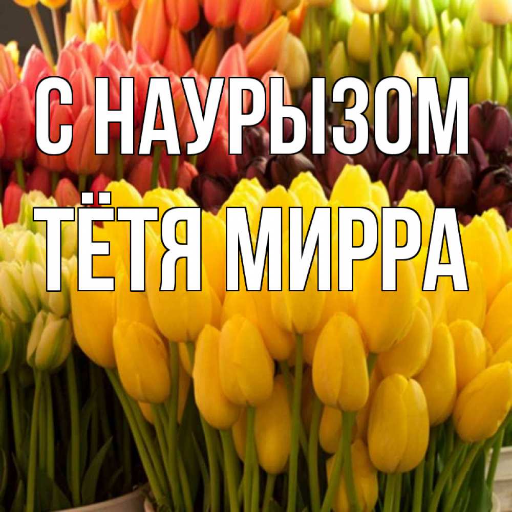 Открытка на каждый день с именем, Тётя-Мирра С наурызом цветы Прикольная открытка с пожеланием онлайн скачать бесплатно 