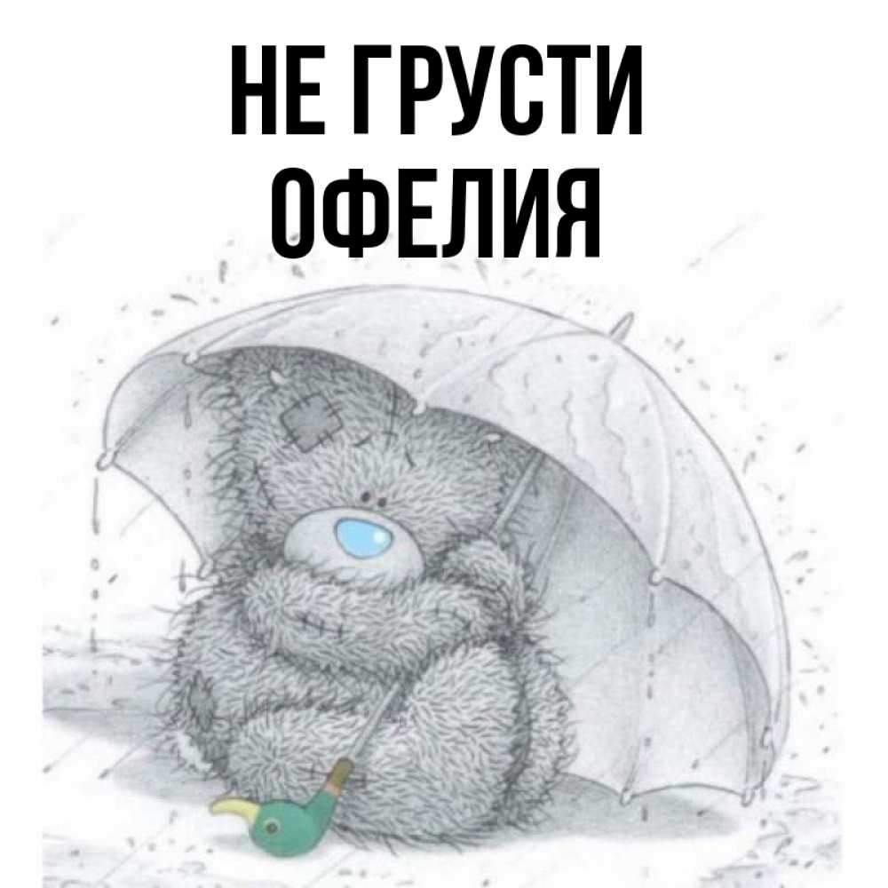 Открытка на каждый день с именем, Офелия Не грусти спасите мишку Тедди Прикольная открытка с пожеланием онлайн скачать бесплатно 