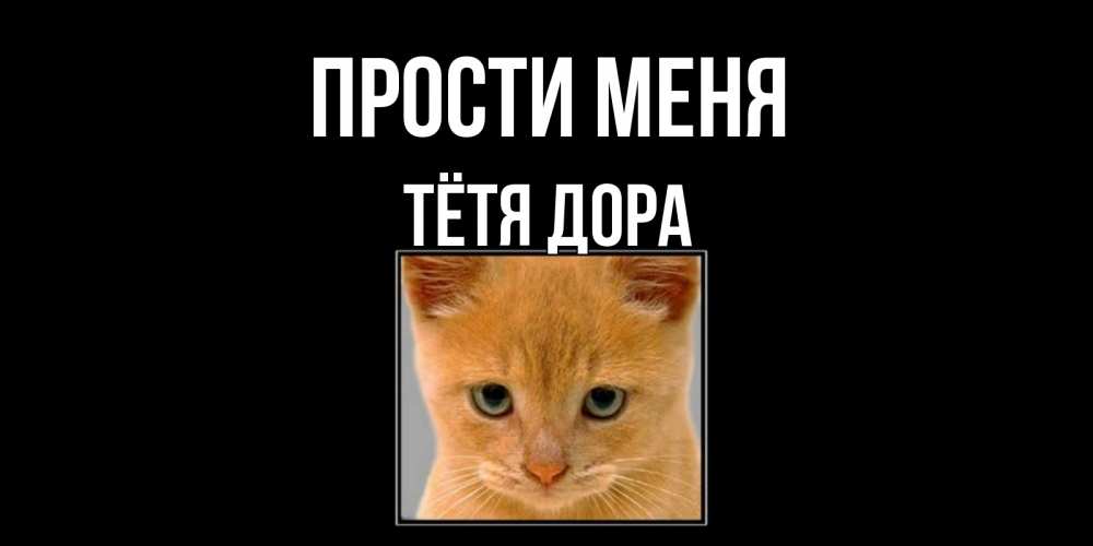 Открытка на каждый день с именем, Тётя-Дора Прости меня рыжий грустный кот просит прощения Прикольная открытка с пожеланием онлайн скачать бесплатно 