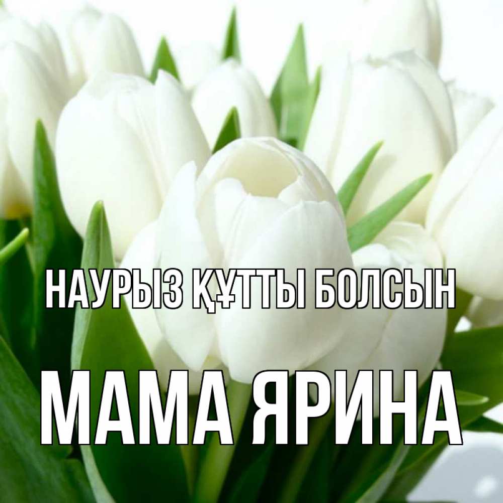 Открытка на каждый день с именем, Мама-Ярина Наурыз құтты болсын цветы Прикольная открытка с пожеланием онлайн скачать бесплатно 