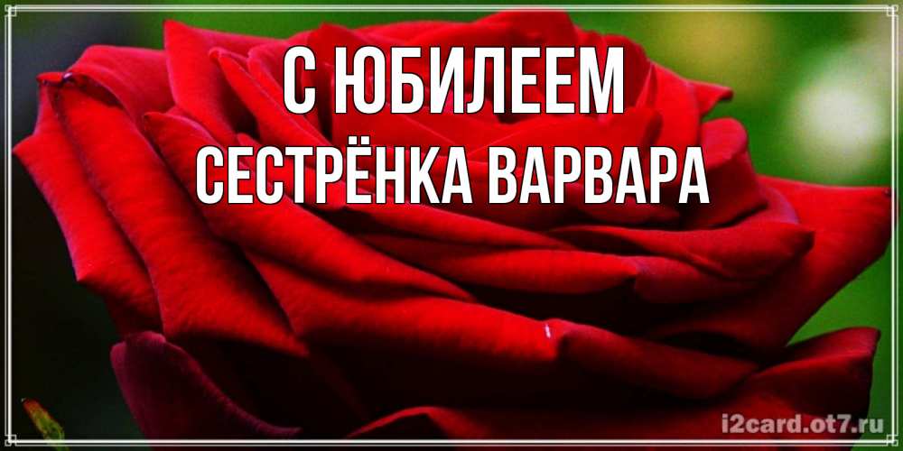 Открытка на каждый день с именем, Сестрёнка-Варвара С юбилеем розочка очень красивая Прикольная открытка с пожеланием онлайн скачать бесплатно 