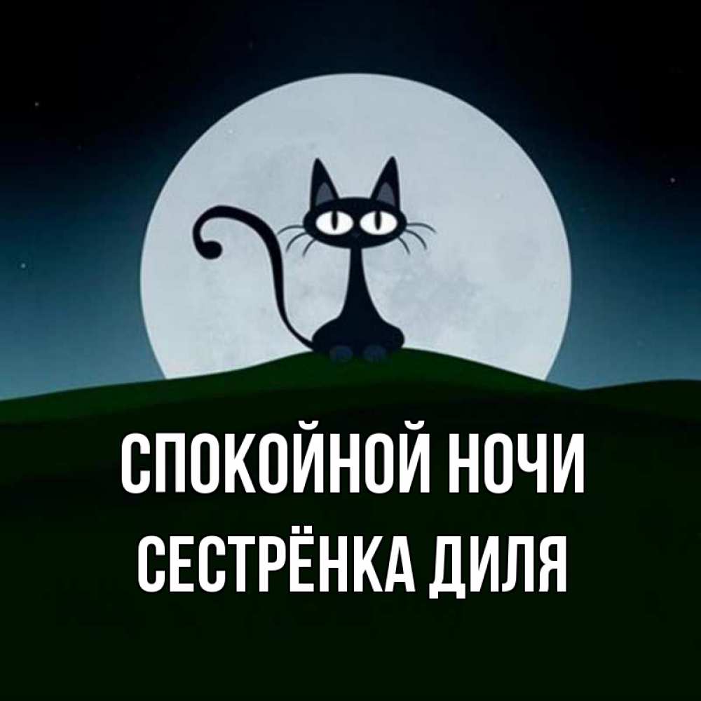 Открытка на каждый день с именем, Сестрёнка-Диля Спокойной ночи хорошо выспаться ночью и без кошмаров Прикольная открытка с пожеланием онлайн скачать бесплатно 