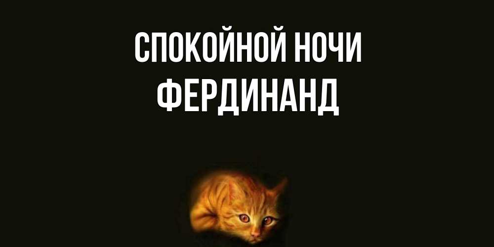 Открытка на каждый день с именем, Фердинанд Спокойной ночи кот Прикольная открытка с пожеланием онлайн скачать бесплатно 