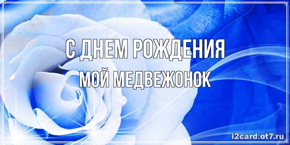 Открытка на каждый день с именем, Мой-Медвежонок С днем рождения белая роза на голубом фоне Прикольная открытка с пожеланием онлайн скачать бесплатно 