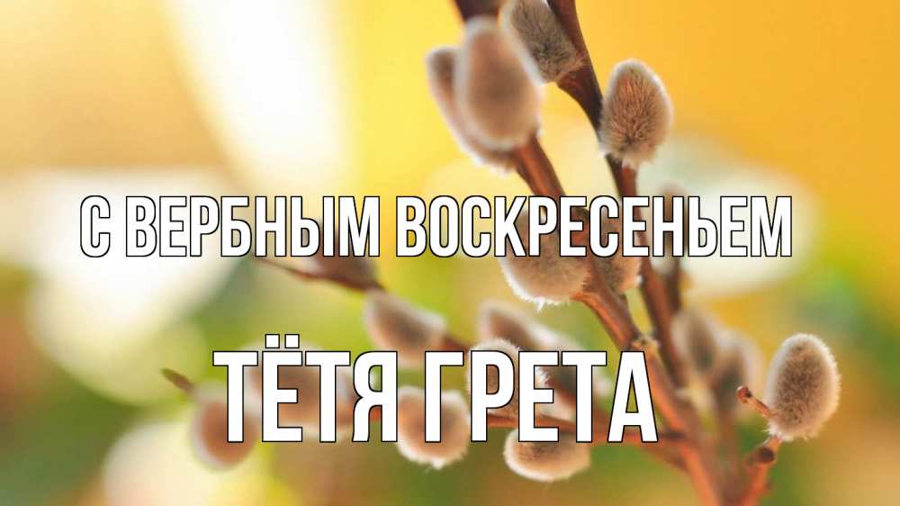 Открытка на каждый день с именем, Тётя-Грета С вербным воскресеньем верба 1 Прикольная открытка с пожеланием онлайн скачать бесплатно 