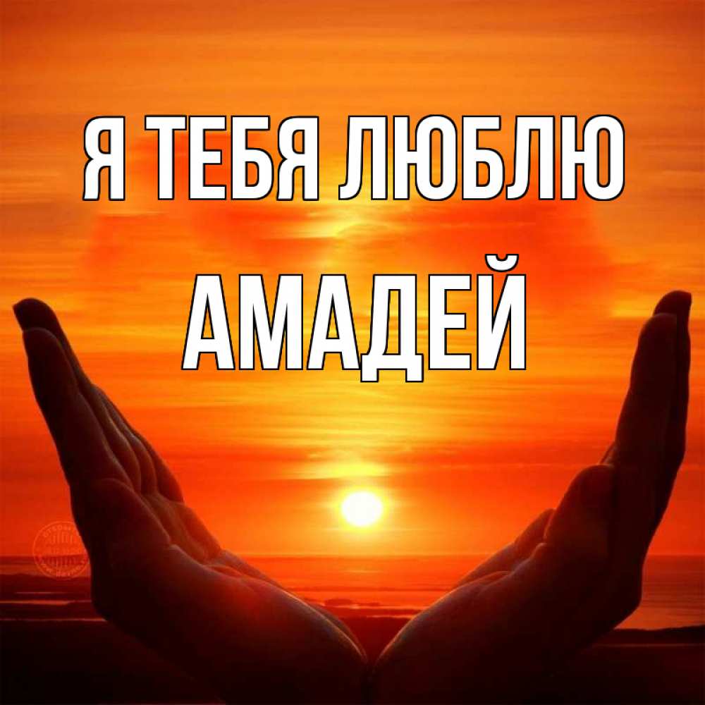 Открытка на каждый день с именем, Амадей Я тебя люблю в руках Прикольная открытка с пожеланием онлайн скачать бесплатно 