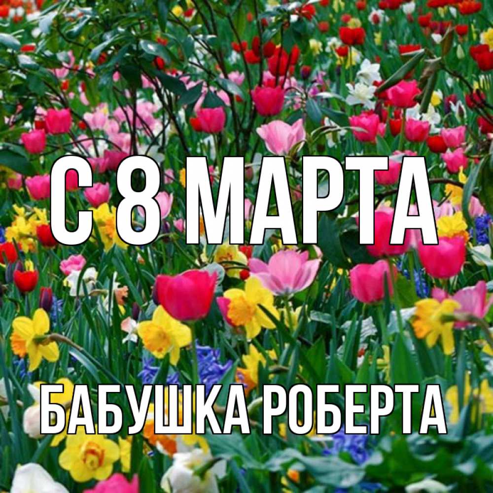 Открытка на каждый день с именем, Бабушка-Роберта С 8 марта с международным женским днем поздравления для женщины Прикольная открытка с пожеланием онлайн скачать бесплатно 