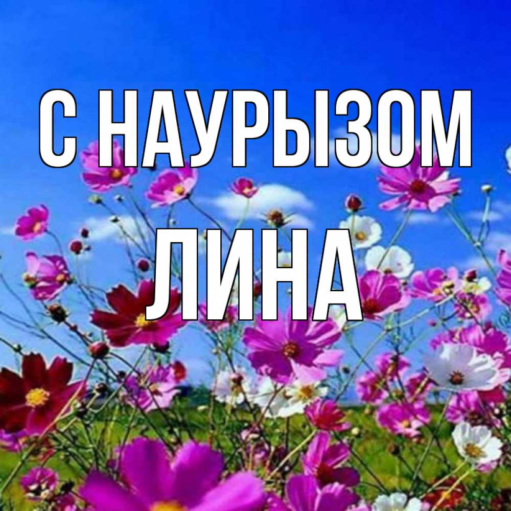 Открытка на каждый день с именем, Лина С наурызом цветы Прикольная открытка с пожеланием онлайн скачать бесплатно 