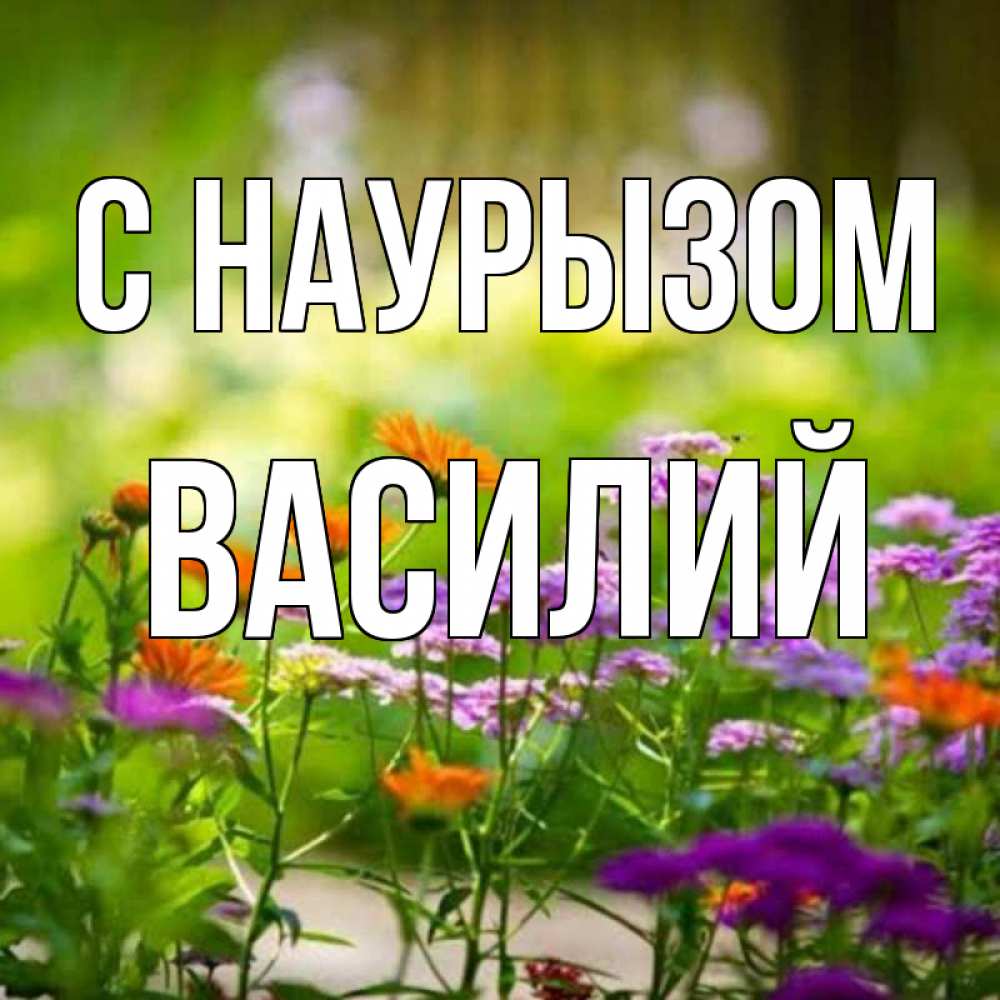 Открытка на каждый день с именем, Василий С наурызом цветы Прикольная открытка с пожеланием онлайн скачать бесплатно 