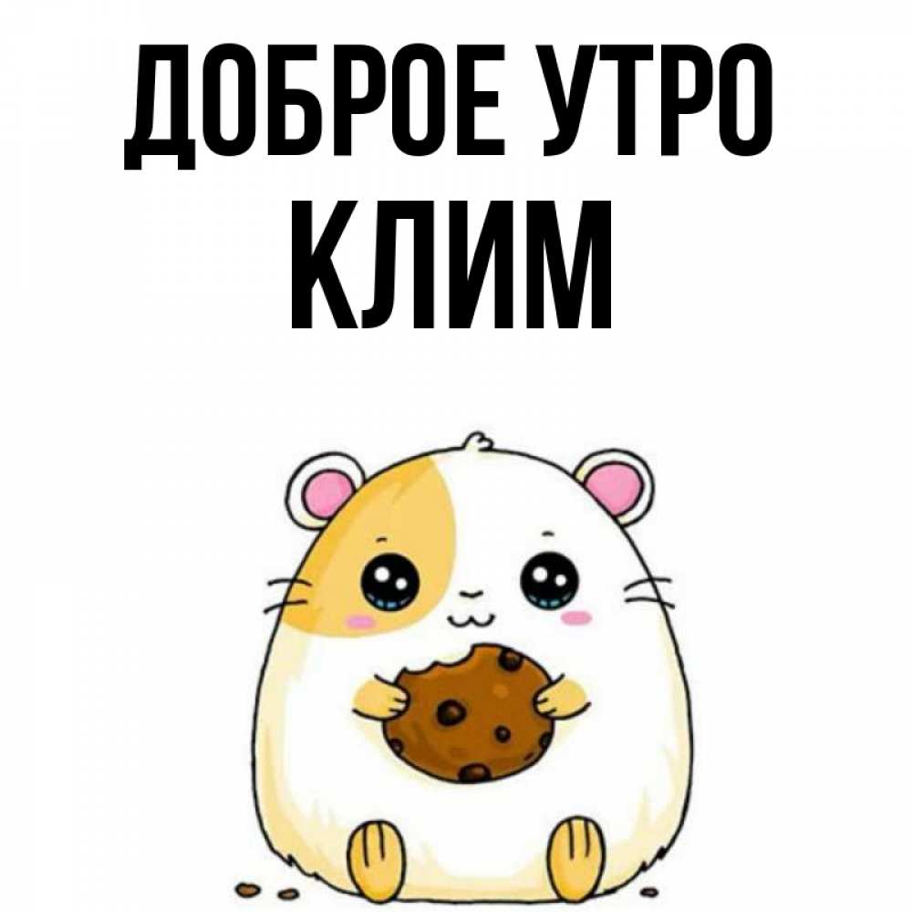 Открытка на каждый день с именем, Клим Доброе утро есть печеньку. Утречко Прикольная открытка с пожеланием онлайн скачать бесплатно 