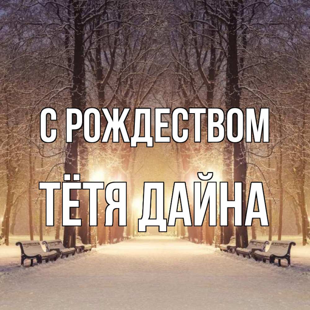 Открытка на каждый день с именем, Тётя-Дайна С рождеством зима, парк, фонарь, лес Прикольная открытка с пожеланием онлайн скачать бесплатно 
