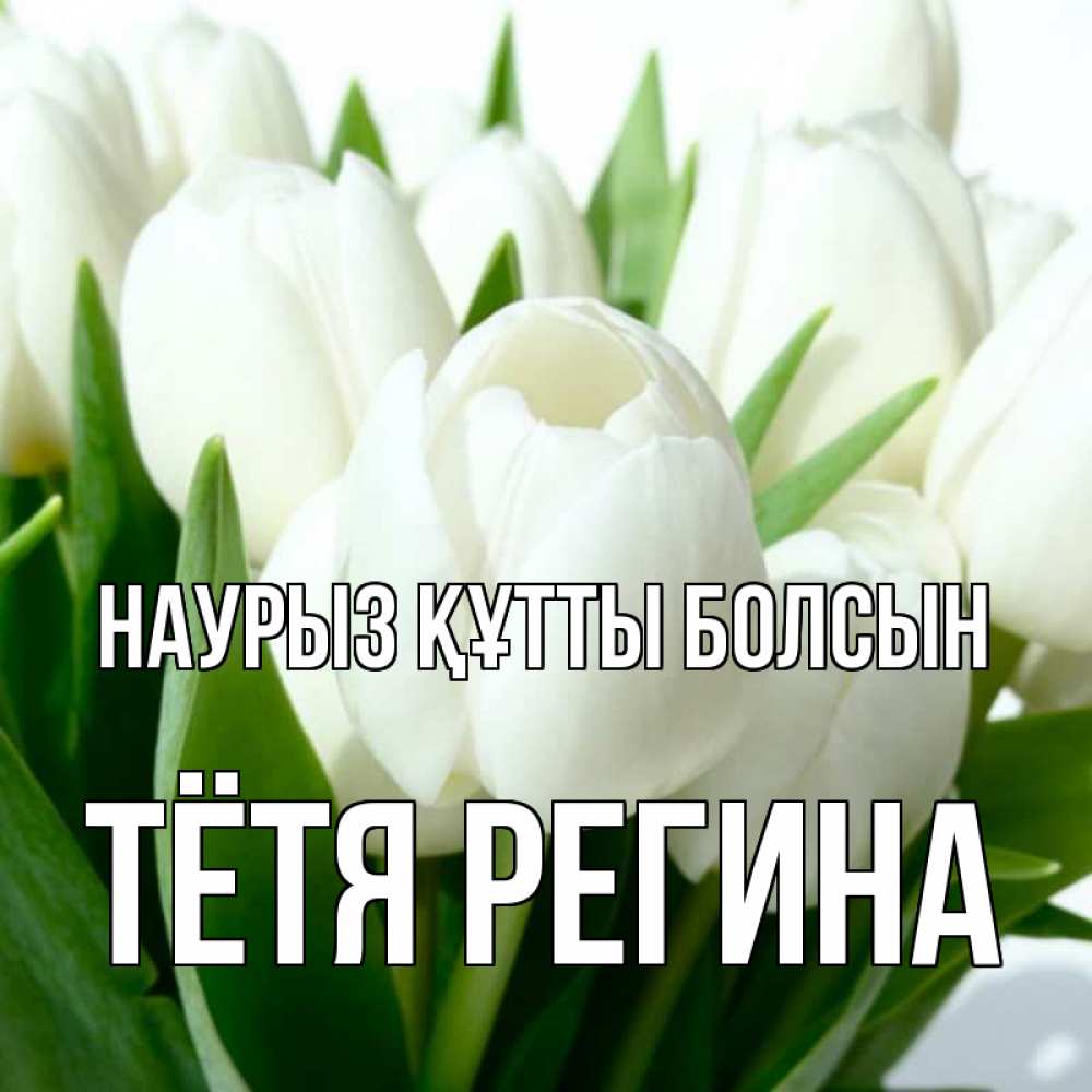 Открытка на каждый день с именем, Тётя-Регина Наурыз құтты болсын цветы Прикольная открытка с пожеланием онлайн скачать бесплатно 