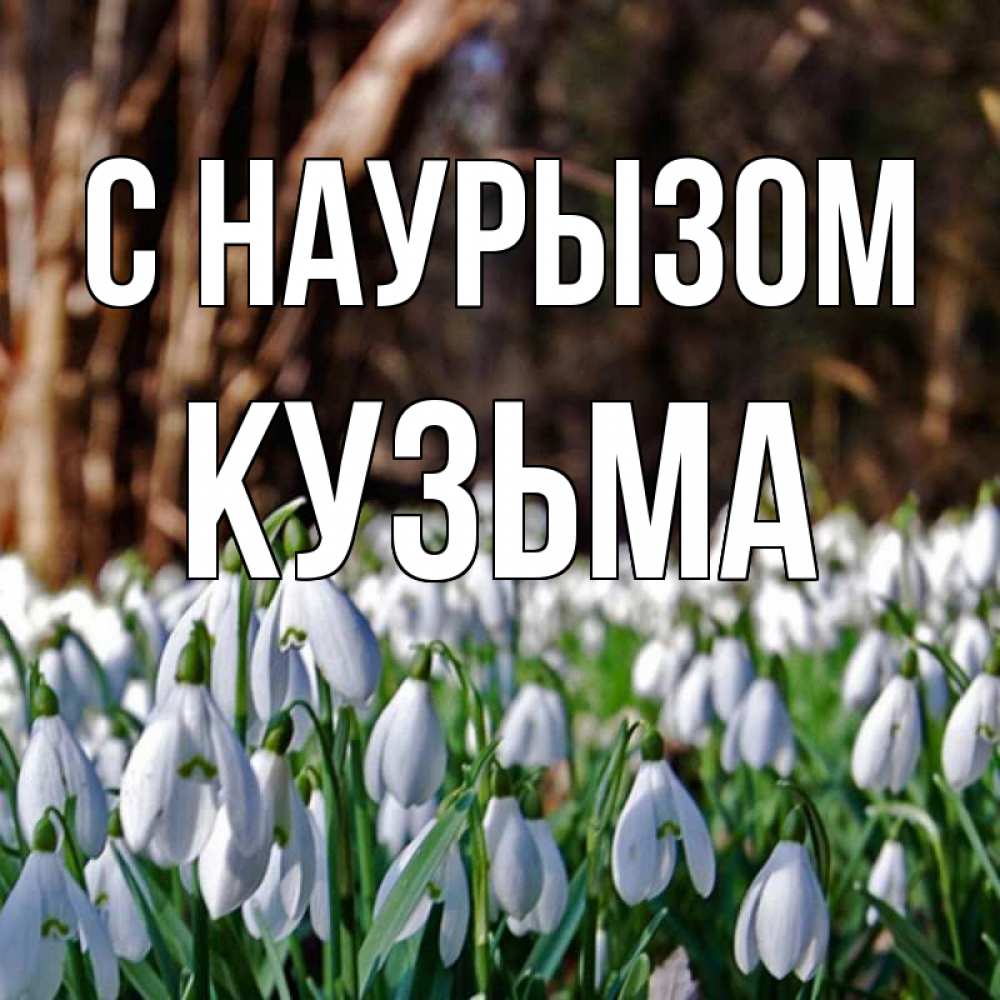 Открытка на каждый день с именем, Кузьма С наурызом с подснежниками 1 Прикольная открытка с пожеланием онлайн скачать бесплатно 