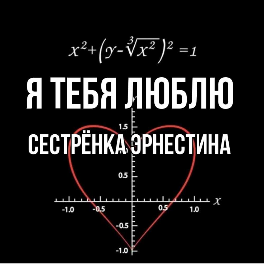 Открытка на каждый день с именем, Сестрёнка-Эрнестина Я тебя люблю сердечная формула Прикольная открытка с пожеланием онлайн скачать бесплатно 