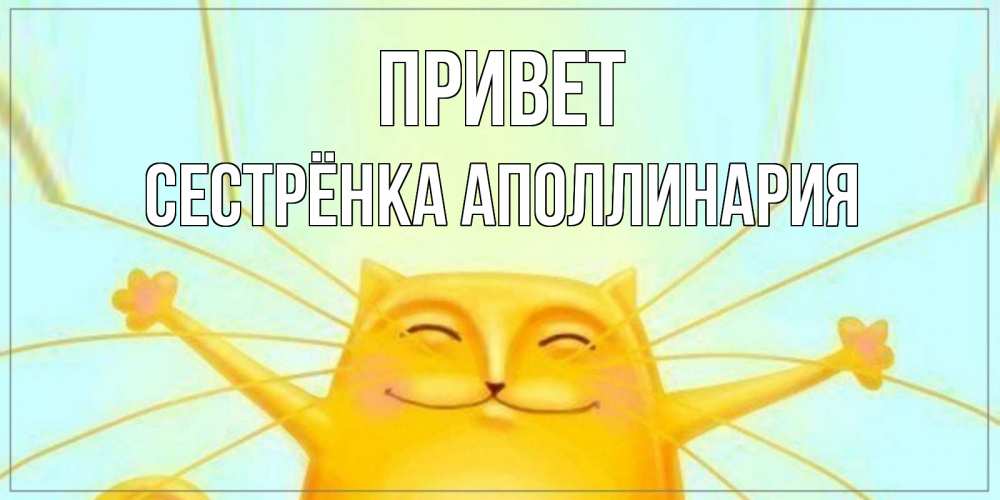 Открытка на каждый день с именем, Сестрёнка-Аполлинария Привет кот Прикольная открытка с пожеланием онлайн скачать бесплатно 
