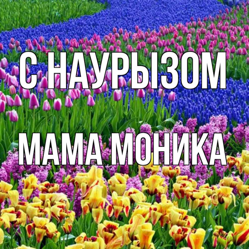 Открытка на каждый день с именем, Мама-Моника С наурызом цветы Прикольная открытка с пожеланием онлайн скачать бесплатно 