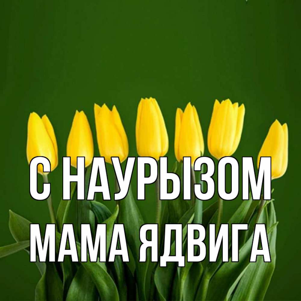 Открытка на каждый день с именем, Мама-Ядвига С наурызом желтого цвета 3 Прикольная открытка с пожеланием онлайн скачать бесплатно 
