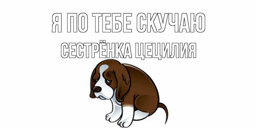 Открытка на каждый день с именем, Сестрёнка-Цецилия Я по тебе скучаю я по тебе скучаю с щенком Прикольная открытка с пожеланием онлайн скачать бесплатно 